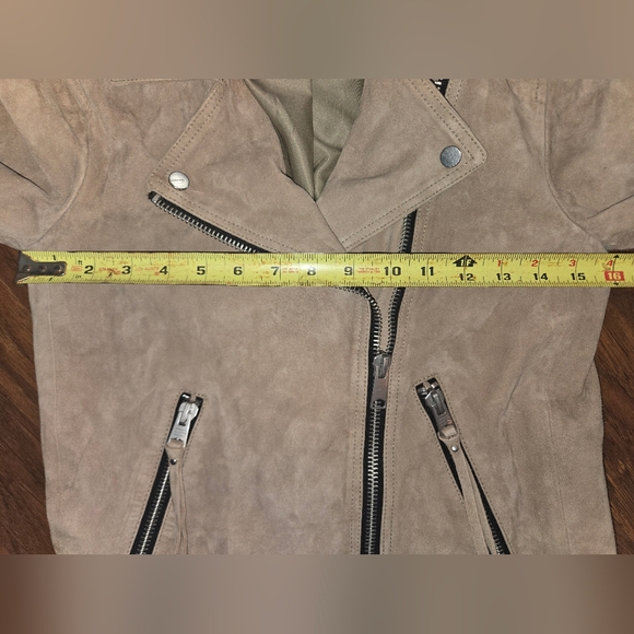 All Saints Dalby Slim Fit Tan Leather Asymmetrical Jacket - Picture 10 of 13